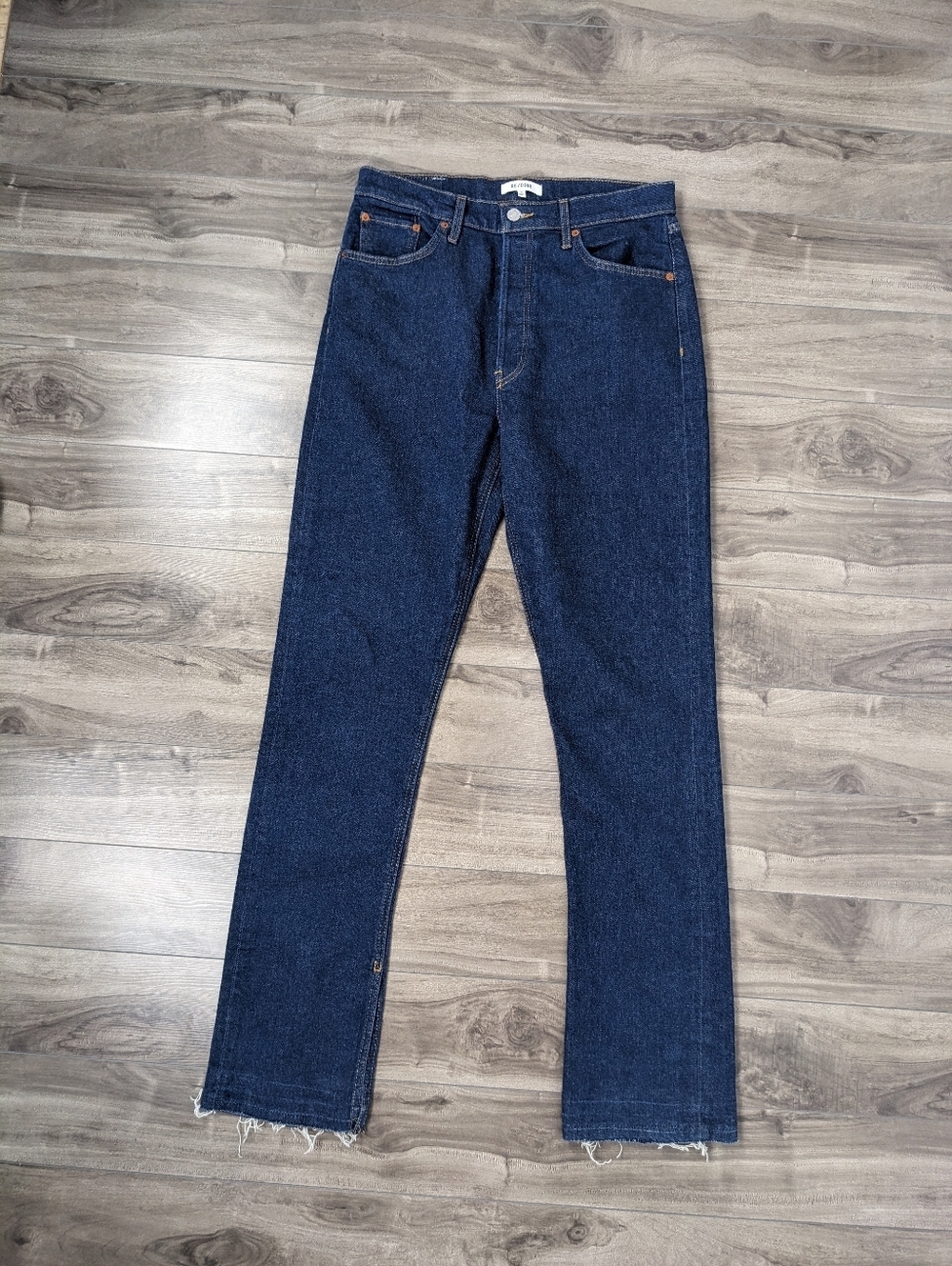 RE/DONE Originals 70s High Rise Skinny Boot Cut Jeans in Western Rinse, size 30